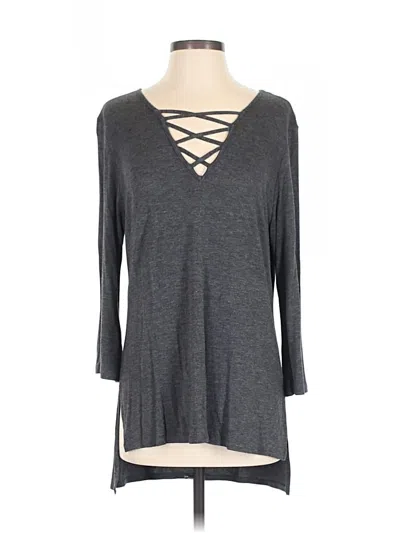 Pre-owned Cha Cha Vente 3/4 Sleeve Top Gray V-neck Tops
