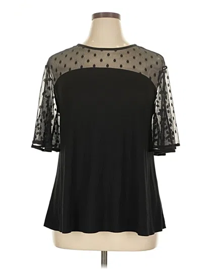 Pre-owned Cha Cha Vente Short Sleeve Top Black Keyhole Neckline Tops