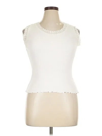 Pre-owned Cha Cha Vente Sleeveless Top Ivory Keyhole Neckline Tops In White
