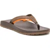 Chaco Lowdown Leather Flip Flop In Coffee
