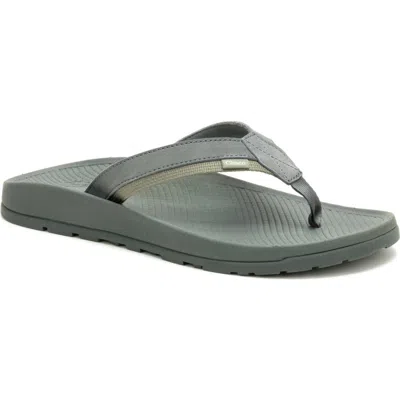 Chaco Lowdown Leather Flip Flop In Gray