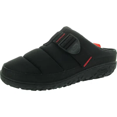 Chaco Ramble Puff Cloud Mens Fleece Lined Quilted Slide Slippers In Black