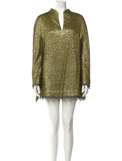 Pre-owned Chado By Ralph Rucci Vintage Mini Dress In Green