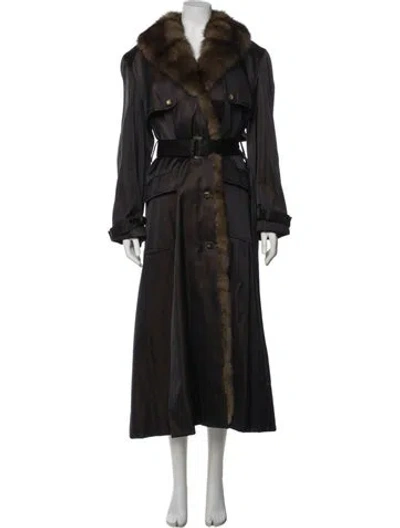 Pre-owned Chado By Ralph Rucci Vintage Sable Fur Trimmed Trench Coat In Black