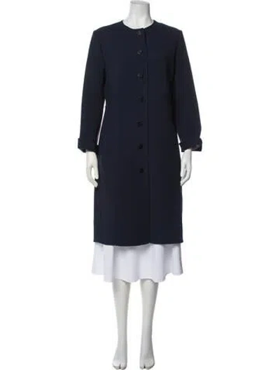 Pre-owned Chado By Ralph Rucci Vintage Wool Trench Coat In Blue