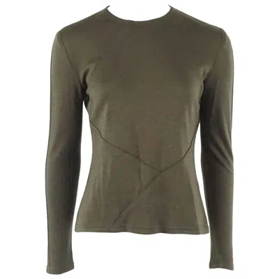 Pre-owned Chado Ralph Rucci Army Green Silk Jersey Long Sleeve Top - 8