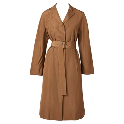 Pre-owned Chado Ralph Rucci Bronze Tone Belted Coat In Brown