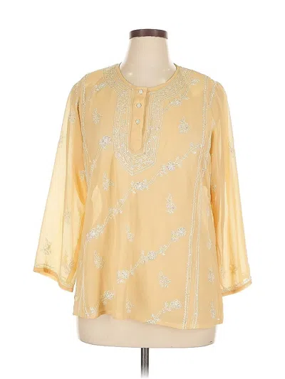 Pre-owned Chadwicks 3/4 Sleeve Blouse In Gold