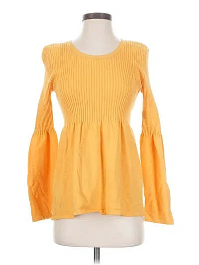 Pre-owned Chadwicks Long Sleeve Top Yellow Square Neckline Tops