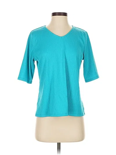 Pre-owned Chadwicks Short Sleeve Top Teal V-neck Tops In Blue