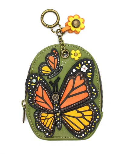 Chala Women's Monarch Butterfly Mini Coin Purse Keychain In Green