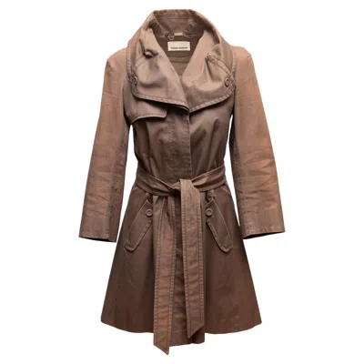 Pre-owned Chalayan Brown Hussein  Cotton Belted Trench Coat Size It 38