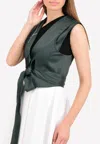 Chalayan Embroidered Waistcoat With Waist Belt In Green