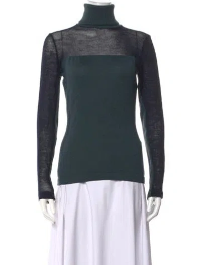 Pre-owned Chalayan Merino Wool Turtleneck Sweater In Green