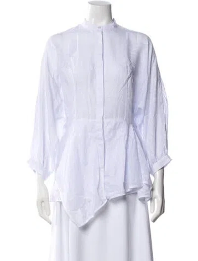 Pre-owned Chalayan Patterned Three-quarter Sleeve Blouse W/ Tags In White
