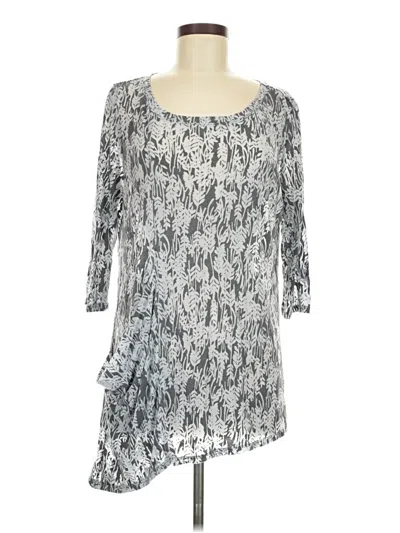 Pre-owned Chalet 3/4 Sleeve Top Silver Scoop Neck Tops