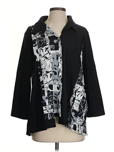 Pre-owned Chalet Et Ceci 3/4 Sleeve Button Down Shirt In Black