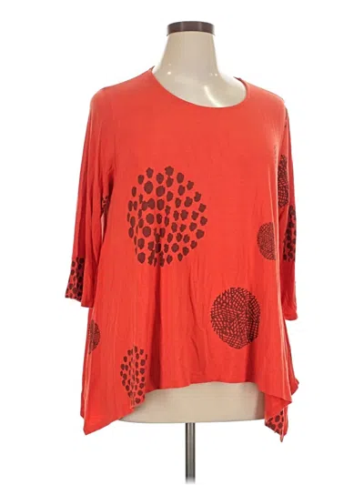 Pre-owned Chalet Et Ceci 3/4 Sleeve Top Orange Square Neckline Tops