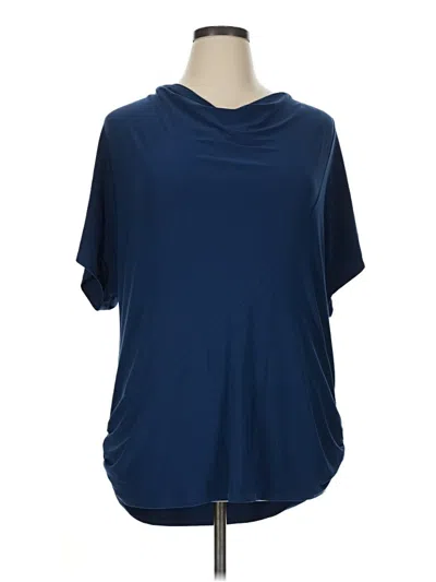 Pre-owned Chalet Et Ceci Short Sleeve Top Blue Cowl Neck Tops