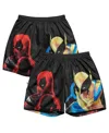 Chalk Line Men's Black Deadpool Wolverine Color Pop Retro Shorts In Black,red