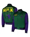 Chalk Line Men's Green The Incredible Hulk Quilted Satin Full-snap Jacket In Green