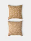 Chamois Block-printed Linen Cushions - 19.5in/50cm (set Of 2) In Brown