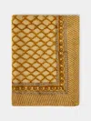 Chamois Cypress Block-printed Linen Rectangular Tablecloth (90.5in/2.3m)