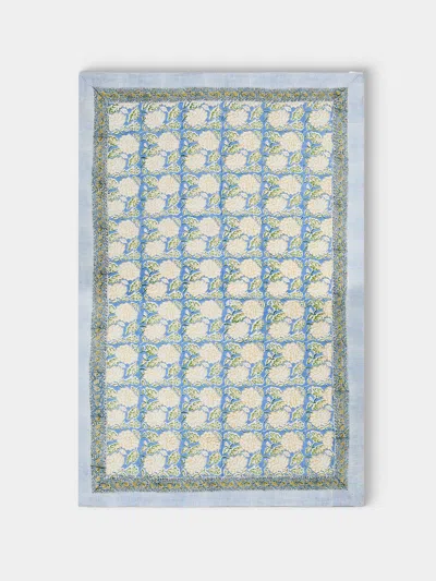 Chamois Dahlia Block-printed Linen Rectangular Tablecloth (106.5in/2.7m)