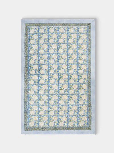 Chamois Dahlia Block-printed Linen Rectangular Tablecloth (90.5in/2.3m)