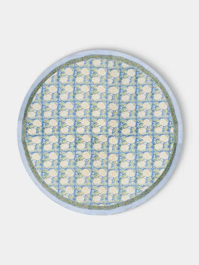 Chamois Dahlia Block-printed Linen Round Tablecloth (86.5in/2.2m)