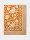 Chamois Indian Rose Block-printed Cotton Rectangular Tablecloth (106.5in/2.7m)