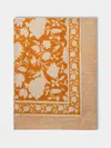 Chamois Indian Rose Block-printed Cotton Rectangular Tablecloth (138in/3.5m)