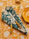 Chamois Indian Rose Block-printed Linen Napkins (set Of 4)