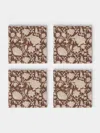 Chamois Indian Rose Block-printed Linen Napkins (set Of 4) In Multi