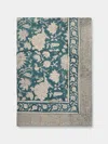 Chamois Indian Rose Block-printed Linen Rectangular Tablecloth (106.5in/2.7m)