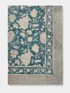Chamois Indian Rose Block-printed Linen Rectangular Tablecloth (90.5in/2.3m)