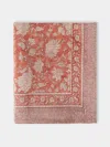 Chamois Indian Rose Block-printed Linen Rectangular Tablecloth In Brown