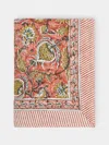 Chamois Pomegranate Block-printed Linen Rectangular Tablecloth (138in/3.5m)