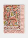 Chamois Pomegranate Block-printed Linen Rectangular Tablecloth (90.5in/2.3m)