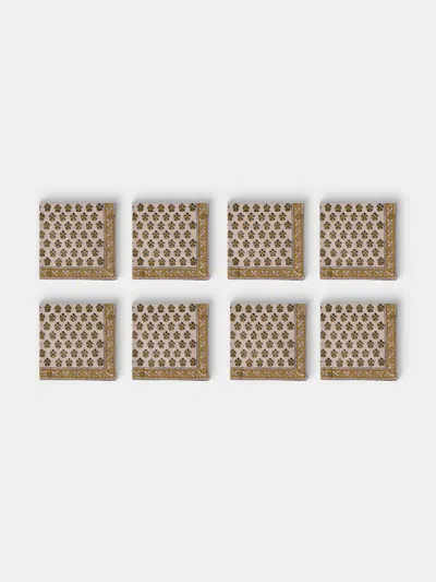 Chamois Samode Block-printed Cotton Napkins (set Of 8) In Multi
