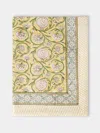 Chamois Tangier Pomegranate Block-printed Cotton Rectangular Tablecloth (90.5in/2.3m) In Multi