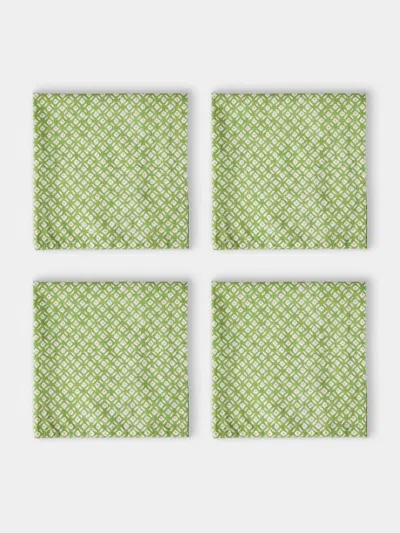 Chamois The Garden Of Mathilde Block-printed Cotton Napkins (set Of 8) In Green