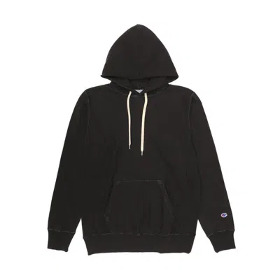 Champion Kids'  【100%棉】男式潮酷复古风做旧款刺绣logo长袖套头连帽卫衣 In Black