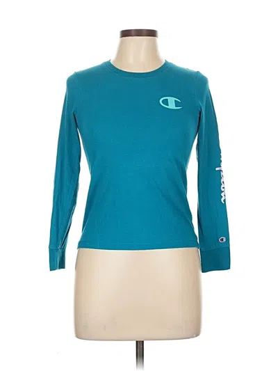 Pre-owned Champion 3/4 Sleeve T-shirt In Blue