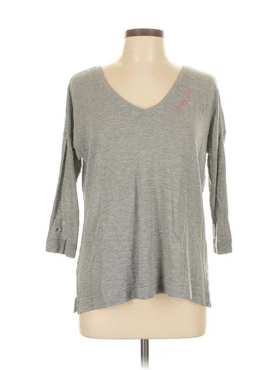 Pre-owned Champion 3/4 Sleeve Top Gray V Neck Tops