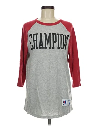 Pre-owned Champion 3/4 Sleeve T-shirt In Gray
