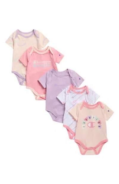 Champion Babies'  5-pack Short Sleeve Bodysuit In Multi