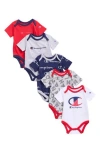 Champion 5-pack Short Sleeve Bodysuits In Multi