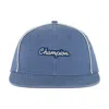 Champion Alt Script Flat Brim Adjustable Hat In Blue