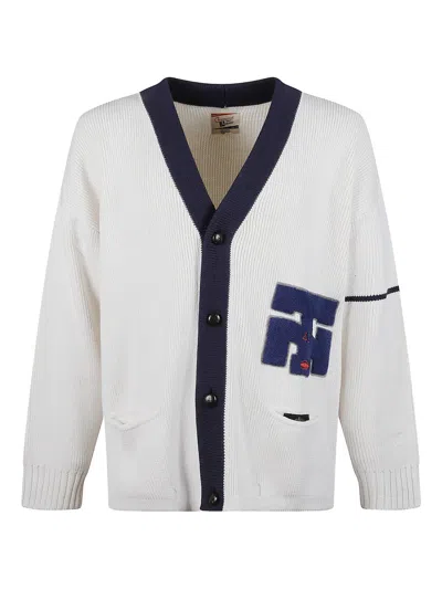 Champion Cardigan With Contrast Trim And Pockets In White